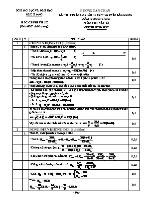 Đáp án đề thi tuyển sinh vào Lớp 10 THPT chuyên Bắc Giang môn Vật lý - Năm học 2019-2020 - Sở giáo dục và đào tạo Bắc Giang